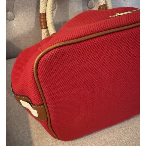 MICHAEL KORS MARINA MANDARIN RED CANVAS CONVERTIBLE PURSE,HAND+GRAB BAG - Picture 5 of 13